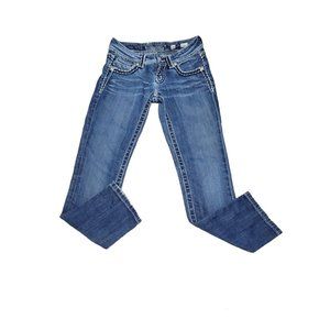 Miss Me Womens Stonewood Denim Capri Jeans‎ Straight Leg Embellished Size 26